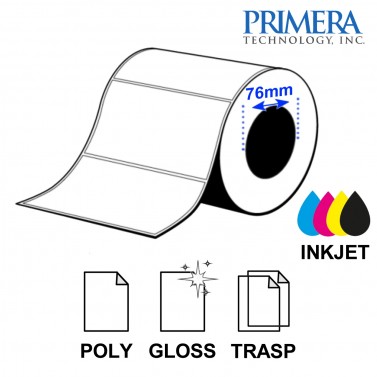 Rotolo etichette 101,6x152,4 poliestere lucido semitrasparente (425 etic.) - 4"x6" - anima 3" - Primera