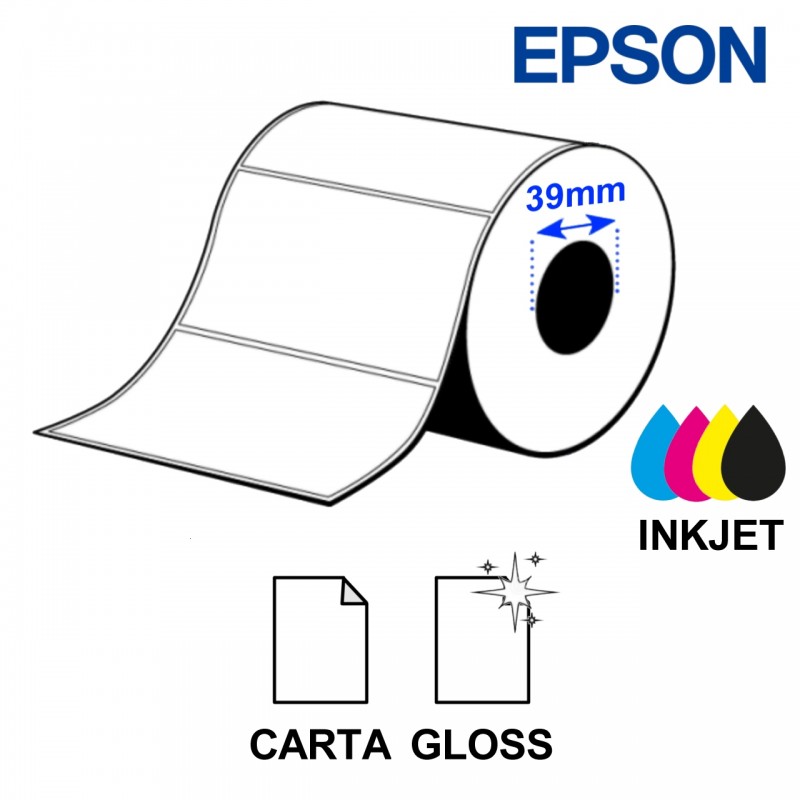 Rotolo etichette 102x76 carta lucida (415 etic.) - anima 1,5" - Epson