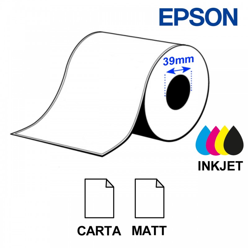 Rotolo NON ADESIVO continuo 102mm x 50m carta opaca - anima 1,4" - Epson